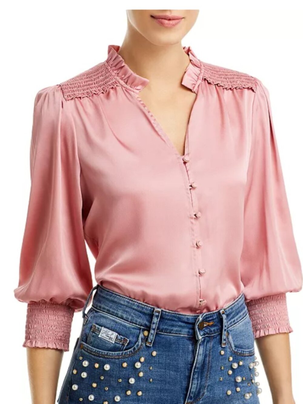 Karl Lagerfled Ruffled Blouson Sleeve Blouse